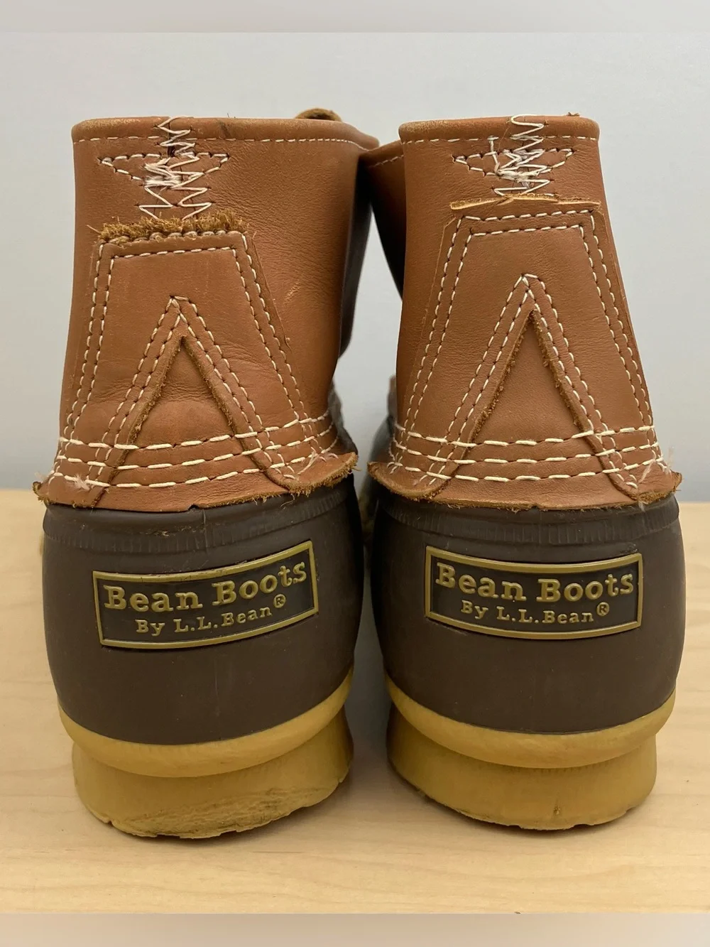L.L. Bean Men’s Size 14.0 M Duck Boots Brown Leather Unlined Lace Up Classic